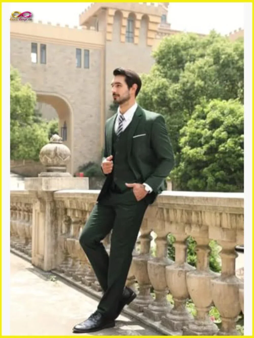 Slim Fit Three Piece Suit Set Classic Elegant Business Formal Wear Tuxedo